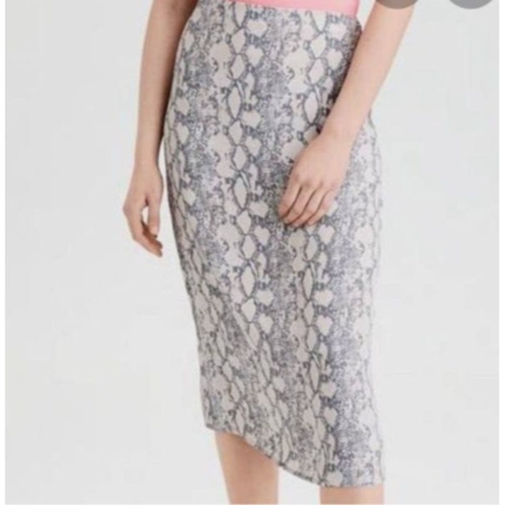 American Eagle Outfitters Womens XS Beige Neutral Snake Print Midi Skirt Casual